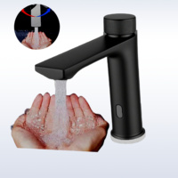 Robinet intelligent à capteur infrarouge, mitigeur monocommande monotrou, valve en céramique gris bronze, robinet de salle de bain