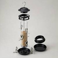 Mangeoire à oiseaux anti-écureuil, mangeoire pour oiseaux sauvages, capacité de 1,25 L, mangeoire suspendue avec 4 ports d'alimentation