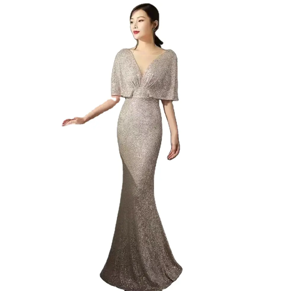 2023 neue Damen bekleidung Großhandel sexy Pailletten Tüll Kleid Mode elegante Damen Abendkleid