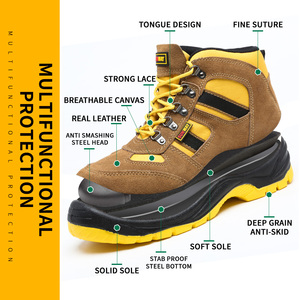 Chaussures de sécurité en daim confortables toute la journée, avec embout en acier et semelle intermédiaire en acier, robustes, résistantes aux chocs, antidérapantes, unisexes, pour usage en usine - Product Image 5
