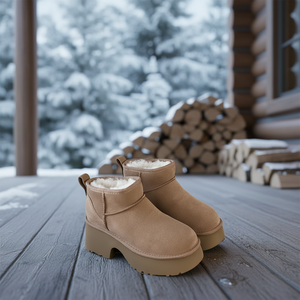 รองเท้าบูทหิมะฤดูหนาวทรง<span class=keywords><strong>เม</strong></span>อร์เมดสำหรับผู้หญิง หนังแกะแท้ พื้นรองเท้า EVA บุซับในกันหนาว เพิ่มความสูง สวมใส่สบาย อุ่น - Product Image 6