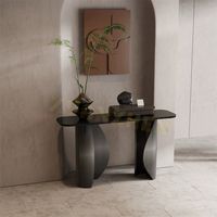 Meubles de salon Table d'entrée en marbre noir italien Table d'entrée de couloir antique d'hôtel Tables console modernes en or de luxe
