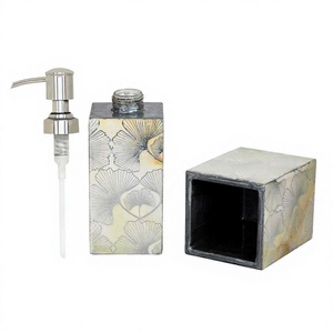High Quality Printed Resin Four-piece <b>Bathroom</b> Set Custom Art Design Modern Luxury Vanity <b>Accessory</b> Kit Stocked Customizable - Product Image 1