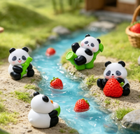 Figurines d'animaux artificiels en résine 3D Panda Kawaii en gros, mini-jouets, objets décoratifs de jardin, cadeaux pour enfants