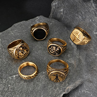Bagues Punk Vintage pour Hommes et Femmes, Plaqué Or et Argent, Zircon, Acier Inoxydable, Vente en Gros, Bijoux Tendance Hip-hop, Chrétien