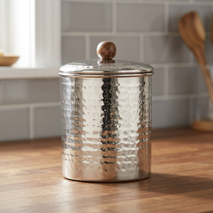 Handcrafted Metal Food Container <b>Round</b> With Lid Minimalist Design Keep Fresh 1 Layer ≤5kg Storage <b>Box</b> - Product Image 4