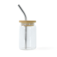 Nouveauté : gobelet en verre transparent et givré de 3 oz avec couvercles en bambou et paille en métal, tasses à café personnalisées