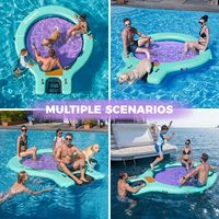 Nouvel Arrivage : Anneau Flottant Rond Gonflable de 2,4 m pour Adultes et Animaux de Compagnie, Plateforme Flottante Robuste, Hamac Aquatique avec Rampe pour Bateau pour Chiens
