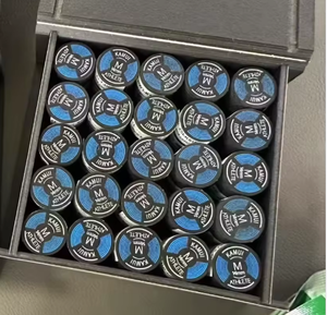 Nouvelle pointe de queue de <span class=keywords><strong>billard</strong></span> KAMUI Blue Label 14 mm édition sport en peau de porc - Pointe de <span class=keywords><strong>billard</strong></span> professionnelle dureté neutre pour un contrôle amélioré - Product Image 1