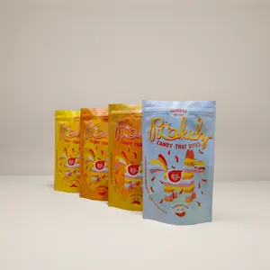 Custom Printed Stand-Up Food Pouch Bag 3.5g Heat Seal Plastic Mylar With Aluminum Foil For Candy And Snack Packaging