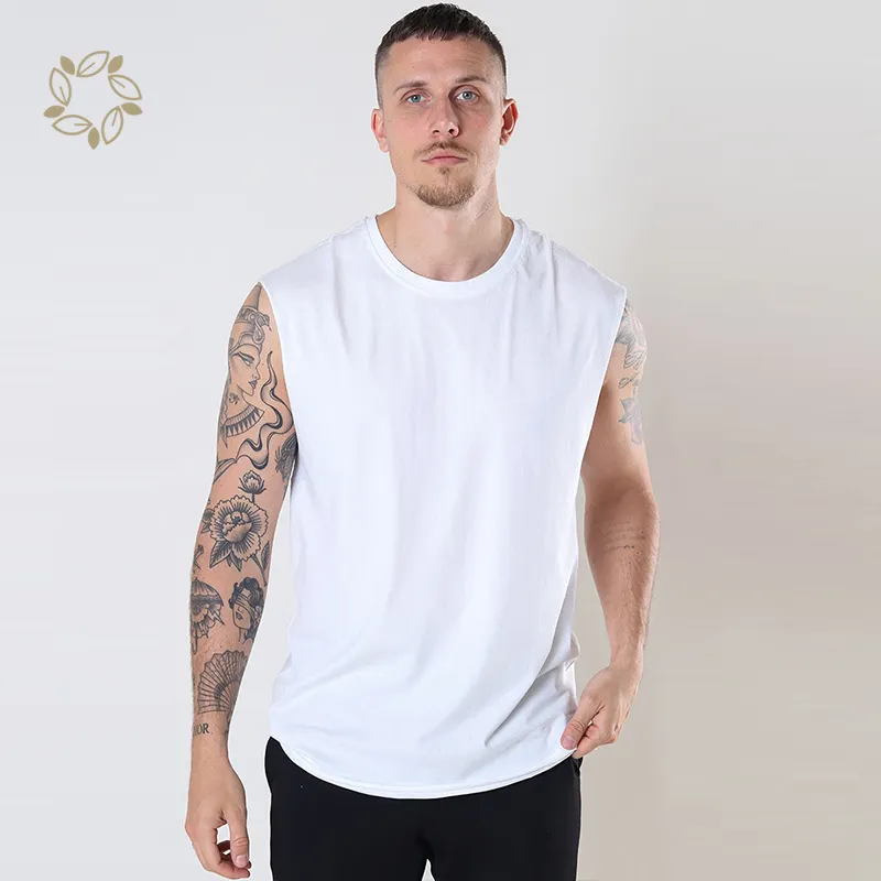 Organic hemp sleeveless men's t shirt sustainable sleeveless tshirt for men eco friendly sleeveless t shirt men