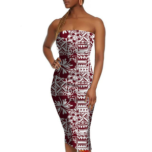 Drop Shipping Red Polynesian Tribal Träger loses Party kleid Sommer Samoa nisches Kleid Benutzer definierte Damen Wickeln Schulter Ärmellose Kleider - Product Image 1