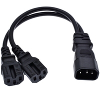 Câble adaptateur d'alimentation en Y IEC320 C14 vers double prise C15+C15, câble d'alimentation CA pour ordinateur de type PDU, double C15 femelle vers C14 mâle