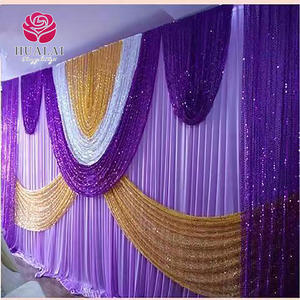 फ़ैक्टरी मूल्य लक्जरी विवाह समारोह रिसेप्शन स्टेज सजावट कस्टम ब्लिंग चमकदार सेक्विन स्वैग पर्दा पर्दे पृष्ठभूमि - Product Image 2