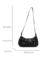Sac à bandoulière en PU pour femme, portable, à sangle unique, fermeture éclair, design sous le bras, couleur unie