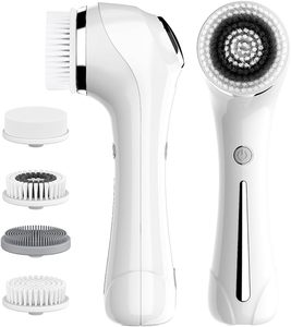 5-in-1 USB Rechargeable <b>Electric</b> Silicone Facial Cleansing Brush Pore Exfoliating <b>Massage</b> Face Washing Scrubber With Five <b>Head</b> - Product Image 1