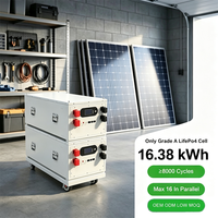 Batterie solaire 51,2 V 320 Ah 16,38 kWh à conception compacte, fabriquée en Chine, avec accessoire de support de stockage, kit panneau solaire pour la maison et la sauvegarde UPS