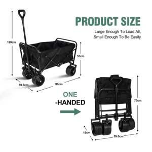 DB Large Capacity 100L Collapsible Folding <b>Beach</b> Wagon <b>Cart</b> 220Lbs Utility <b>Cart</b> with Big Wheels and Heavy Duty Construction - Product Image 3
