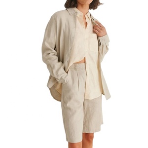 Pantaloncini Bermuda in <span class=keywords><strong>Lino</strong></span> Personalizzati da <span class=keywords><strong>Donna</strong></span> a Vita Alta Casual Estivi - Product Image 5