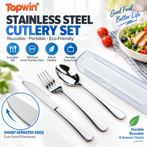 304 Stainless Steel <b>Cutlery</b> <b>Set</b> Reusable Portable Flatware Kit with Carry Case for Camping <b>Picnic</b> Wedding - Product Image 1