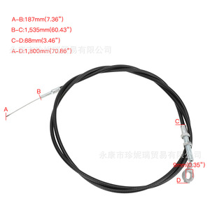 สายควบคุมจินรุย สายคันเร่งยาว 71 นิ้ว พร้อมวงแหวน สำหรับซ่อมบำรุงรถโกคาร์ท ฉนวนพีวีซี ตัวนำทองแดง - Product Image 2