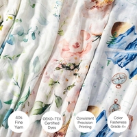 Couverture en mousseline pour bébé, tissée, 47 pouces, 70% bambou, 30% coton, impression numérique du fabricant, prix de gros