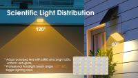 Projecteur solaire super lumineux IP65 étanche, 3 températures de couleur au choix, avec détecteur de mouvement PIR et télécommande, éclairage extérieur LED
