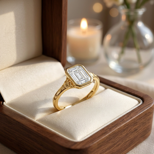 Nouvelle bague de luxe légère pour homme en or jaune 10k/14k/18k, sertie d'un diamant de laboratoire taille émeraude, certifiée IGI, haute qualité, pour l'export. - Product Image 5