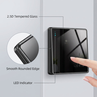 Prise murale simple en verre trempé standard britannique, étanche, avec ports USB Type C, différentes couleurs, 250V 13A