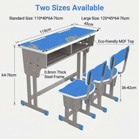 Ensemble de bureau et chaise d'école à hauteur réglable, table d'étude ergonomique pour les élèves du primaire, du collège et du lycée, mélamine MDF