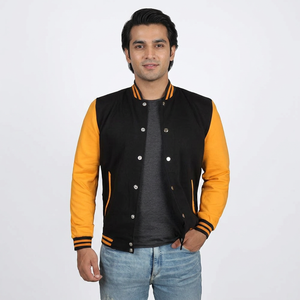 Blouson Bomber Décontracté Homme Personnalisé avec Logo, Manches en Cuir Style Universitaire et Broderies Chenille, Hiver OEM - Product Image 1