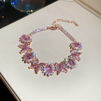 Bracelet de luxe pour femme, plaqué or, zircon, motif floral, style vintage chic et délicat, haute qualité