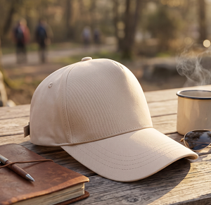 Gorras Minimalistas Vintage Negras y Beige, MOQ Bajo, OEM, ODM, Logotipo de Marca Personalizado, Visera Curva, Estructurada, 5 Paneles, Unisex - Product Image 2