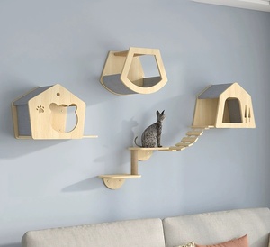 Muur Gemonteerde Kat Boom <span class=keywords><strong>Indoor</strong></span> Gym Drijvend Huis Condo Klimtoren Meubels Planken Trappen Activiteit Hindernisbaan Voor Katten - Product Image 5