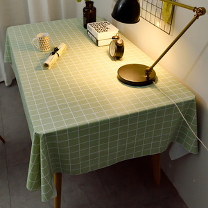 Mantel rectangular con patrón a cuadros, PEVA, impermeable, resistente al aceite, lavable, para escritorio, mesa de café, uso doméstico - Product Image 1
