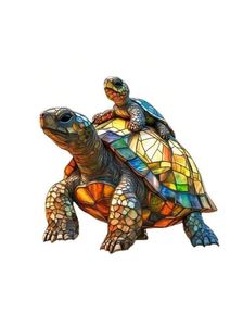 2D piatto, vibrante stile di vetro colorato tartaruga luce Catcher - 8 "X 7.1" acrilico appeso a parete, colorato vita marina decorazione con - Product Image 3