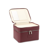 Trousse de Maquillage en PU Couleurs Personnalisables, Boîte de Rangement Duo Tendance avec Séparateur Amovible, Fermeture Éclair, Sac à Pinceaux Cosmétiques, Vente Chaude
