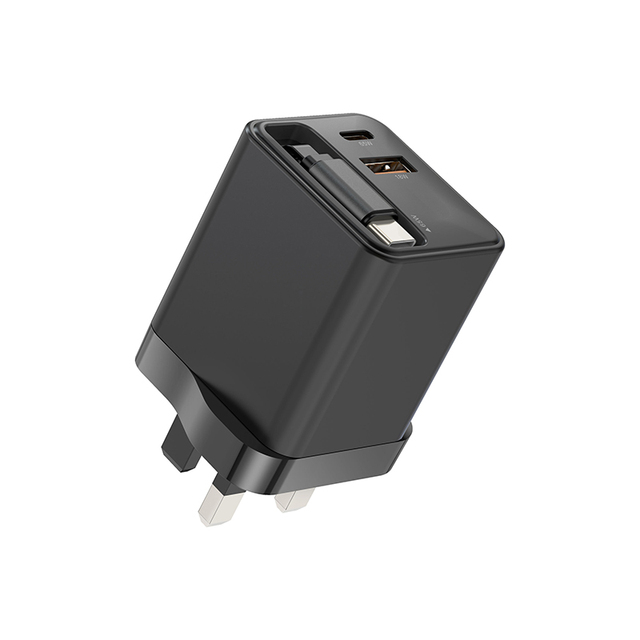 ODM 65W GaN USB C Type C Wall Charger PD QC3.0 Retractable Cable Travel Charger US EU UK Plug Office Wholesale Travel Charger