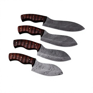 Ensemble de couteaux de cuisine en acier Damas, 5 pièces, lames de chef avec manche en bois de rose, épaisseur 4 mm, finition brossée - Product Image 4