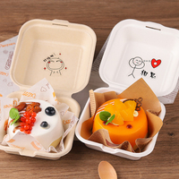 Boîte à bento en pulpe recyclée de qualité alimentaire, emballage pour gâteaux, dessert, tiamisu, boîte à hamburger, boîte à dessert, pique-nique, bonbons, boîte en papier