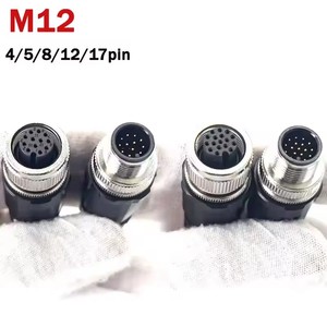 Connecteur d'aviation M12 étanche 17 broches, mâle/femelle, pour capteur, 4, 5, 8, 14 broches, plaqué or, IP67, connexion à souder - Product Image 2