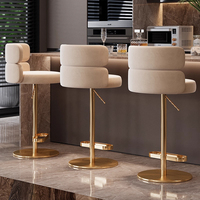 Chaise de bar moderne de luxe nordique, tabouret haut pivotant en acier inoxydable, repas stable, cuir synthétique PU, maison, hôtel