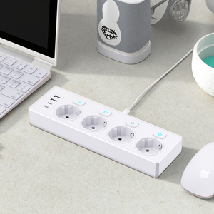 EU Standard Wall Socket Power Strip Surge Protector with 3/4 Outlets 2 <b>USB</b> and 2 <b>C</b> Socket 16A Current Switch - Product Image 1