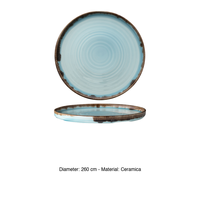 Assiette plate Harvest Turquoise Ø 26 cm empilable en céramique décorée à la main Dudson
