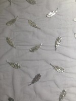 100% Polyester antistatique Tulle dentelle tissu doré argent feuille paillettes broderie longue jupe pour filles pour rideaux de mariage