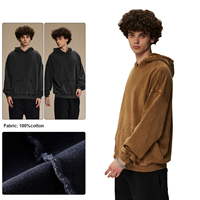 Sweat-shirt à capuche surdimensionné en coton 420 GSM délavé et vieilli, à manches longues et ourlet côtelé, avec logo personnalisé brodé