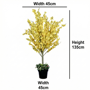 Arbre artificiel à fleurs jaunes, plante décorative réaliste, arbre floral pour la maison, le bureau, les événements, plante décorative 'Dancing Lady' - Product Image 2