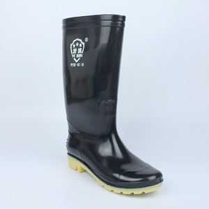 Men's High Top Rubber <b>Boots</b> <b>Black</b> Mid Calf <b>Work</b> Rain <b>Boots</b> Non Slip Fleece Lined Warm Mining <b>Boots</b> Low Heel Standard Thickness - Product Image 3