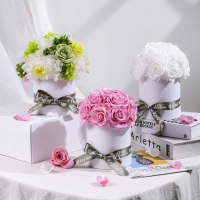 Mawar Putih Mutiara Awet Bentuk Jamur Abadi Tahan Lama 3-5 Tahun Kotak Hadiah untuk Hari Valentine Hari Ibu