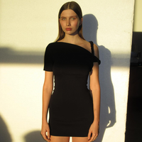 Robe Courte Moulante Vintage Décontractée Sexy à Manches Courtes avec Nœud Torsadé et Ceinture Taille Empire pour l'Été et l'Automne – Vente en Gros